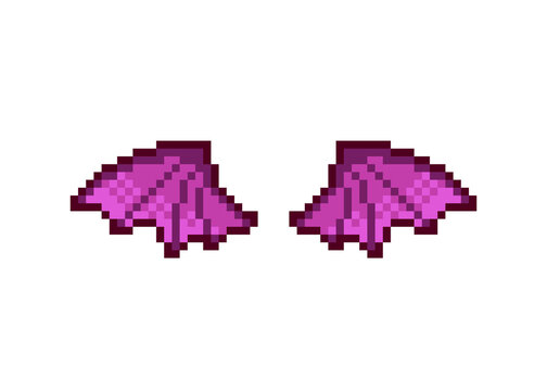 ドット絵　コウモリの羽　悪魔の翼　シンプルでかわいい装飾イラスト　ピクセルアート