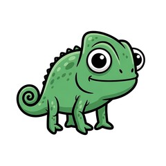 Fototapeta premium Cartoon green chameleon character.