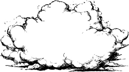 Naklejka premium A cloud illustration rendered in a sketched style with stark contrast between black lines and white