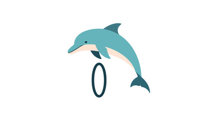 Dolphin jumping through a hoop. © Bocah