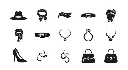 Fashion accessories on white background.