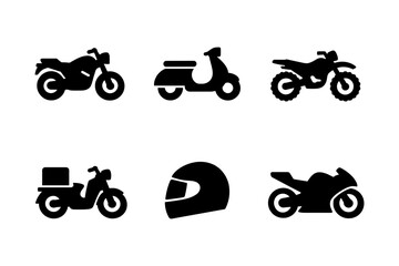 Naklejka premium Motorcycle icons set glyph collection transport vector illustration
