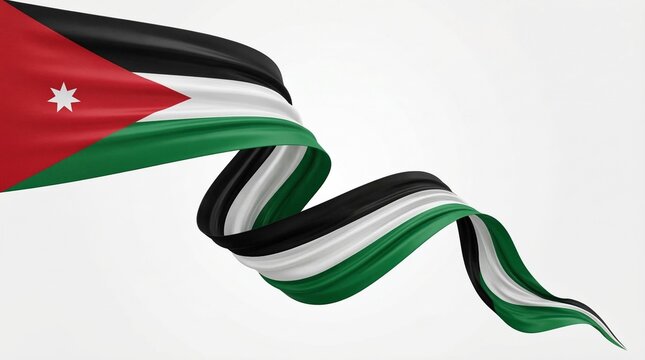 Waving Flag of Jordan Isolated on White Background
