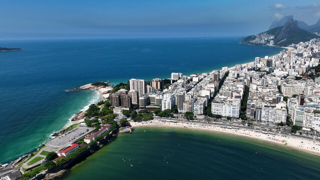 Arpoador Beach In Downtown Rio De Janeiro Rio De Janeiro Brazil. Capturing The Hustle And Bustle Of A Vibrant City From Above. Coast Clouds Seaside Summertime. Outdoors Seaside Scenic Coastline.