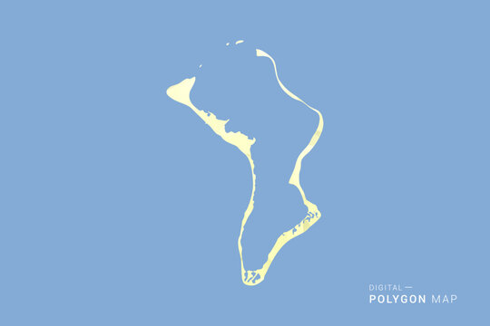 British Indian Ocean Territory Map in low poly polygon vector style, geometric shape illustration with soft yellow tones on blue background, clean silhouette for infographic.