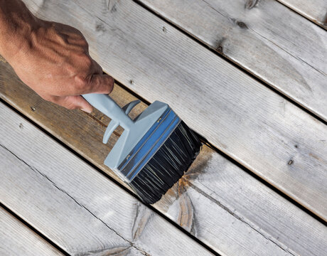 Treat wooden decking with natural oil