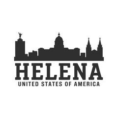 Fototapeta premium Silhouette of helena montana skyline with city name and country