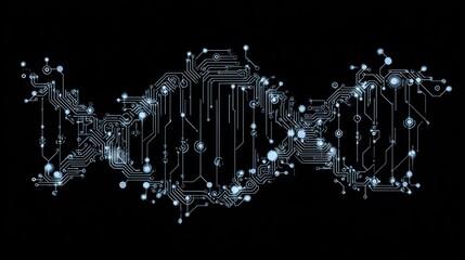 Abstract digital circuit board with glowing blue connections