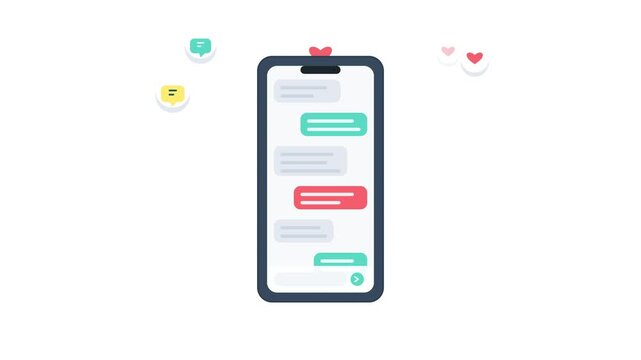 Smartphone Messaging App Vector Illustration with Chat Bubbles