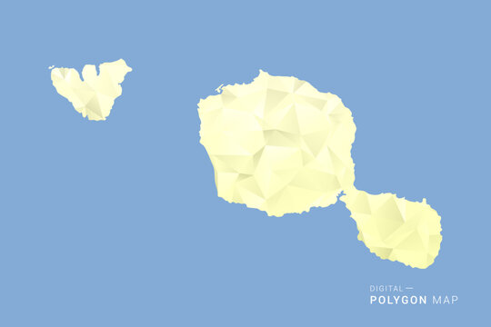 French Polynesia Map in low poly polygon vector style, geometric shape illustration with soft yellow tones on blue background, clean silhouette for infographic.