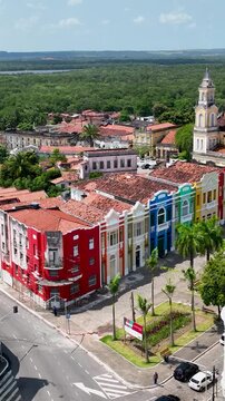 Historic Buildings At Joao Pessoa Paraiba Brazil. Landmark Skyscraper Overlooking The Vast Urban Sprawl. Town Sky Clouds Backgrounds Urban. Town Drone View Downtown Panoramic. Joao Pessoa Paraiba.