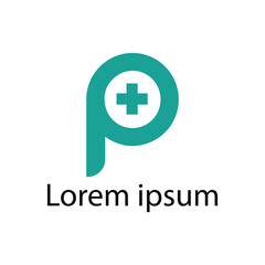 Fototapeta premium Medical Letter P Logo – Healthcare Clinic Branding Symbol
