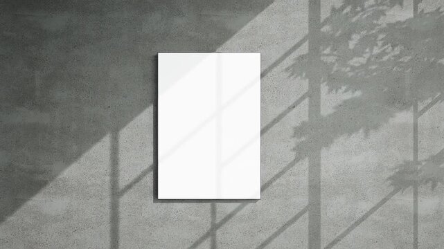 Poster hanging on concrete wall with overlay shadow for mockup video 2