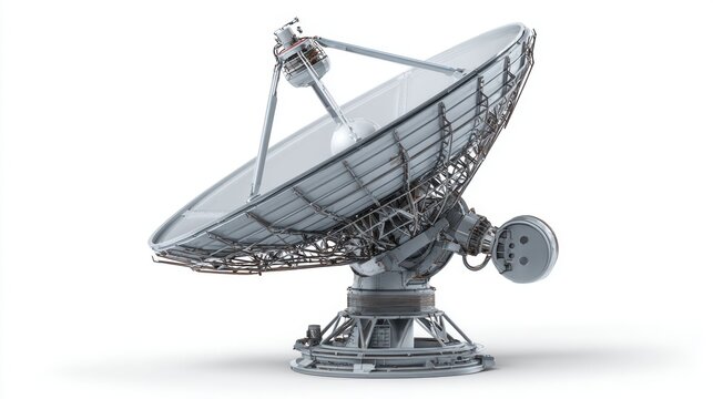 Large satellite dish antenna equipment on a white background