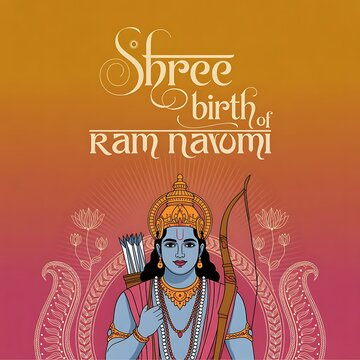 "Shree Ram Navmi" , Calligraphy means "Birth of Lord Rama" with Shree Ram vector, illustration, social media banner design layout template