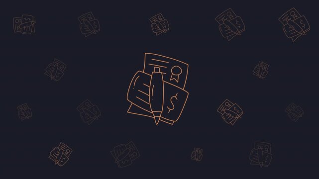 Finance doodle drawings on a dark background with pen illustrations. Suitable for financial presentations, websites, and marketing materials for businesses.