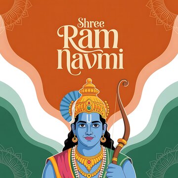 "Shree Ram Navmi" , Calligraphy means "Birth of Lord Rama" with Shree Ram vector, illustration, social media banner design layout template