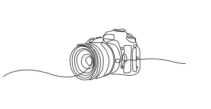 One continuous line drawing of a professional camera camera continuous one line drawing vector illustrator Continuous One Line Drawing Photography Icons Concept Single Line Vector Illustration 4K 