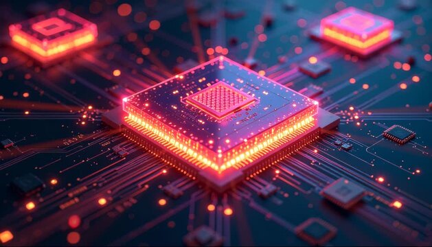 Futuristic memory chips visualized as glowing crystal fractals 