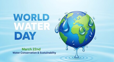 Celebrating World Water Day with a globe illustration and conservation message.