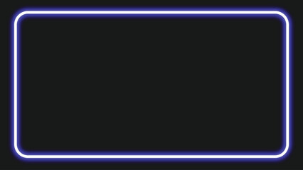 Fototapeta premium A bright blue neon rectangle glows on a dark background