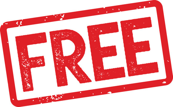 A red free stamp on a white background with a distressed texture