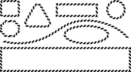 Obraz premium A black rope design on a white background with various shapes and lines