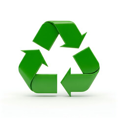 Obraz premium Green 3D Recycling Symbol on White Background image photo