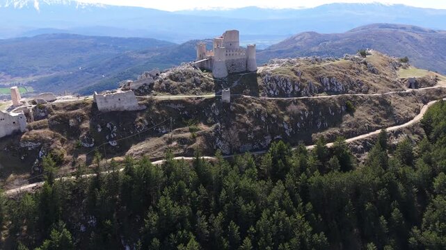 Rocca di Calascio, Abruzzo, Italy, aerial drone view