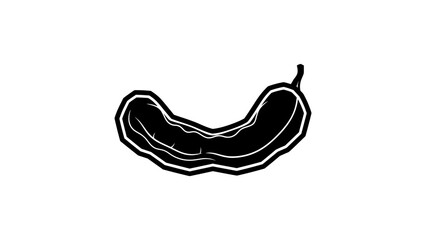 Fototapeta premium Black and white silhouette of a tamarind pod