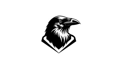 Fototapeta premium Monochrome raven logo with detailed head design