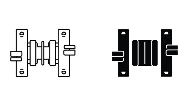 Resistor Symbols, Linear and Solid Icons: Electrical Component, Variable Power Control