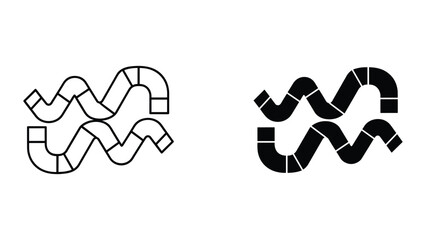 Aquarius Zodiac Sign Symbol Outline and Solid Icon Set, Astrology and Horoscope Concept © Shahriyar Rasel