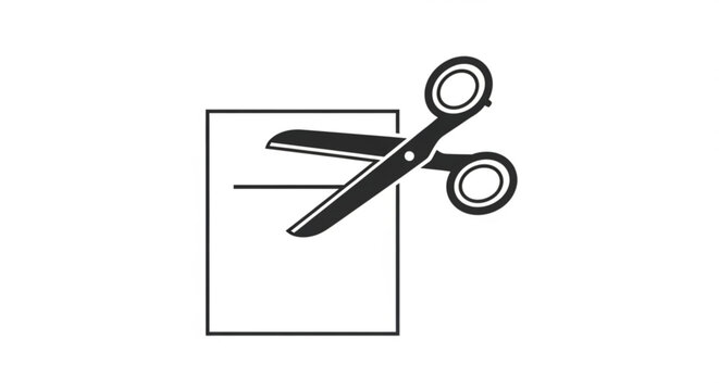Cutting paper with scissors simple black icon editing symbol graphic resource for design and creativity