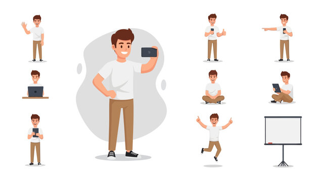 A Multitasking Individual: A modern individual, embodying versatility and adaptability, engages in a multitude of activities, effortlessly juggling work, communication, and leisure.