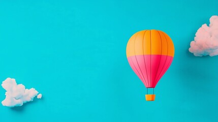 Fototapeta premium Balloon floats in vibrant blue sky