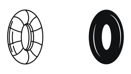 Line Art and Solid Icon of a Ring Buoy, Lifebuoy, or Life Ring - Safety and Rescue Symbol © Shahriyar Rasel