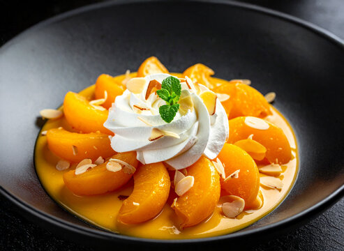 dessert aux abricots et cr&egrave;me chantilly