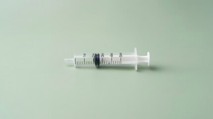Medical Syringe on Plain Background Closeup.