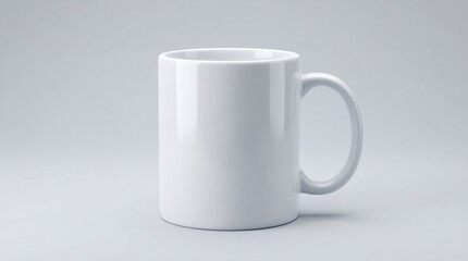Obraz premium White Ceramic Coffee Mug on Gray Background.