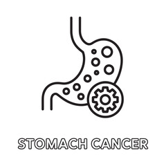 Fototapeta premium Line art illustration depicting a stomach with gears and text below