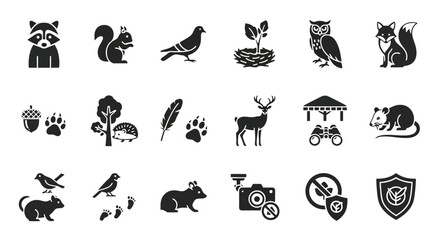 Fototapeta premium Vector Icons Set of Diverse Animal Icons Collection Focus On Main Subject.