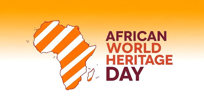 African world heritage day logo with orange and white gradient background
