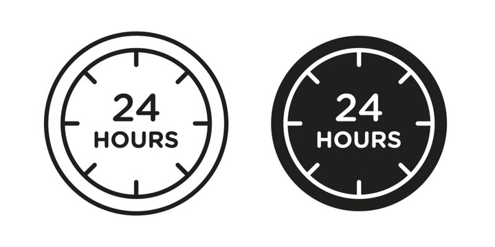 24 hours icon. Simple linear element illustration. Thin stroke sign can be used for web, mobile and UI.