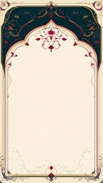 Traditional Mughal Wedding Card Design, Invitation template with place for text. Beautiful had painted template