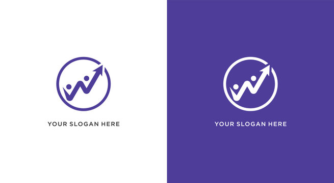 Modern business logo design with upward arrow and circle.