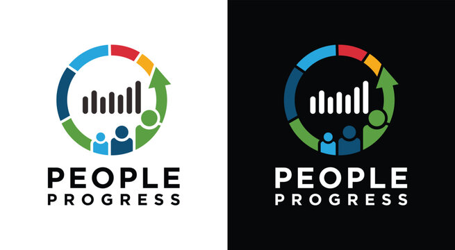 People Progress Logo Circular Design with Growth and Development.