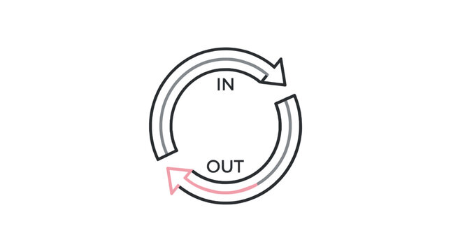 Circular arrows illustrate inflow and outflow isolated on white