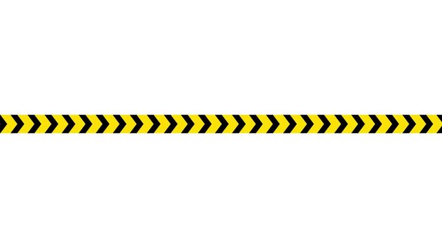 Caution tape barrier yellow and black warning stripes isolated on white background