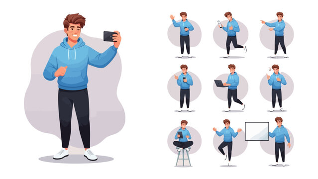 Diverse Actions: A Collection of illustrations showcasing the versatility of action and postures in various settings, reflecting modern activity and communication 